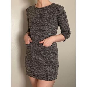 Tahari Black and Gray Textured Mini Dress